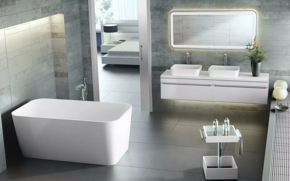 Mišrios marmuro vonios: marmuro vonios privalumai ir trūkumai. Kampinės vonios, pagamintos iš mesti dirbtinio marmuro ir kitų modelių. Klientų atsiliepimai. \ T 10263_49