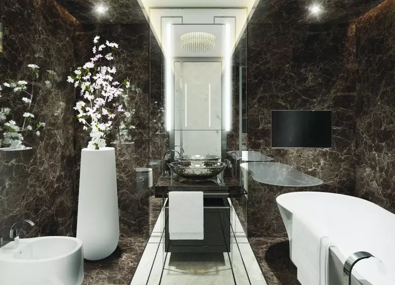 Bagni di marmo misti: pro e contro dei bagni di marmo. Bagni d'angolo in marmo artificiale in cast e altri modelli. recensioni dei clienti 10263_62