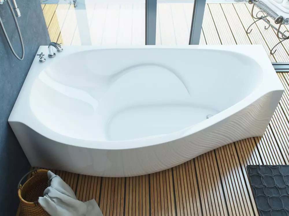 Mišrios marmuro vonios: marmuro vonios privalumai ir trūkumai. Kampinės vonios, pagamintos iš mesti dirbtinio marmuro ir kitų modelių. Klientų atsiliepimai. \ T 10263_71