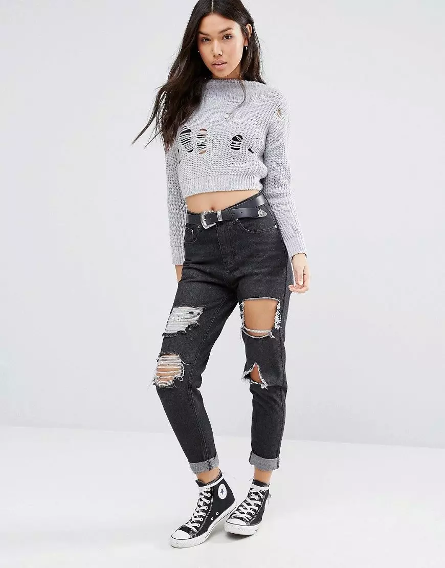 Cropped Sweater (129 foto): Apa yang harus dipakai dengan lengan panjang, hitam, model 2021 1026_22