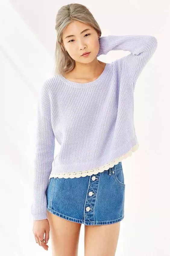 Cropped Sweater (129 foto): Apa yang harus dipakai dengan lengan panjang, hitam, model 2021 1026_88