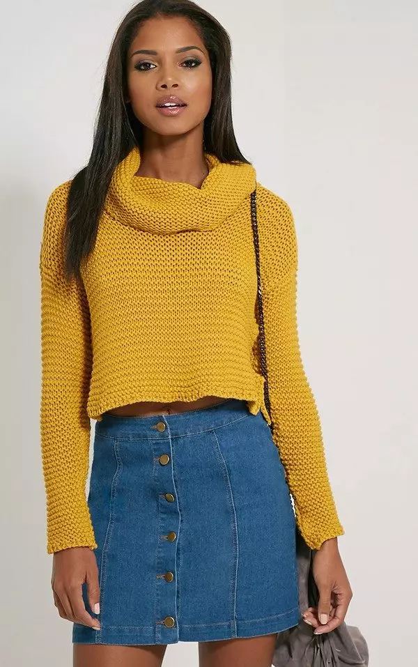 Cropped Sweater (129 foto): Apa yang harus dipakai dengan lengan panjang, hitam, model 2021 1026_99