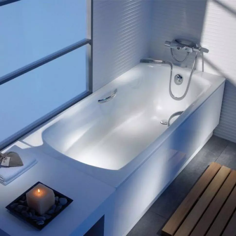 욕실 ROCA : 강철 와이드 모델, 금속 코너 욕조 및 기타 옵션, ​​목욕 170x75, 170x70 cm 및 기타 크기, 고객 리뷰 10270_9