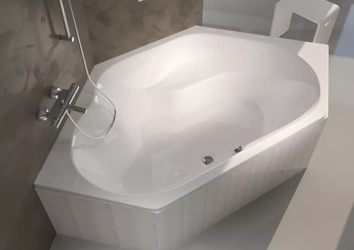 Tắm acrylic Riho: Một loạt các phòng tắm acrylic. Các tính năng của hình bầu dục, góc và các mô hình khác 10279_6