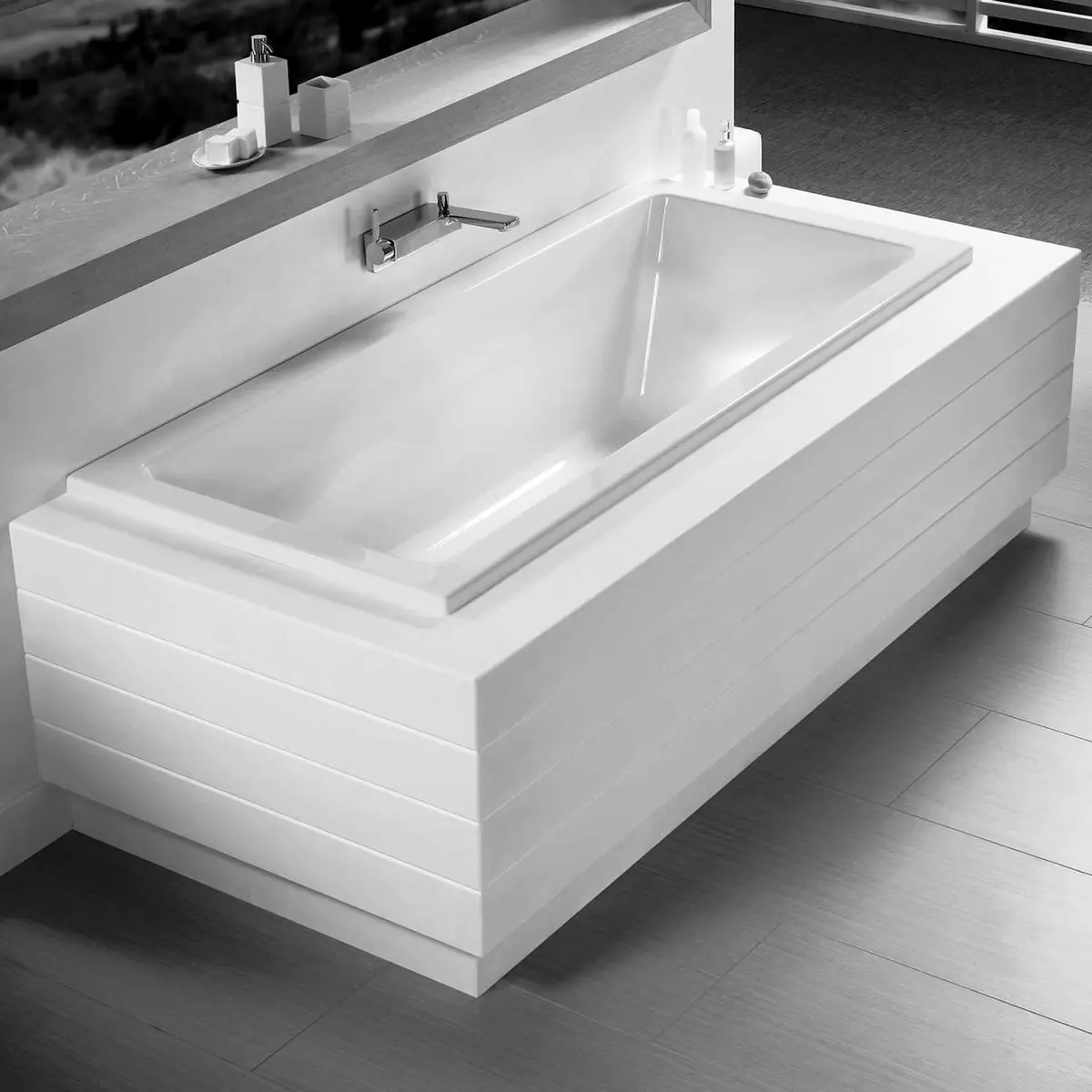 Tắm acrylic Riho: Một loạt các phòng tắm acrylic. Các tính năng của hình bầu dục, góc và các mô hình khác 10279_9