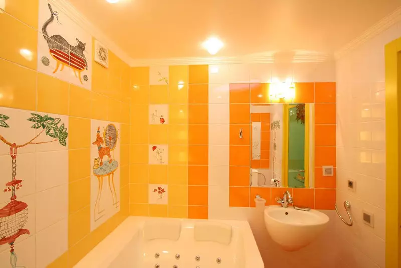 Kollane vannituba (60 fotot): kollased keraamilised plaadid vannitoa disainis ja muudes viimistlusmaterjalides 10280_29
