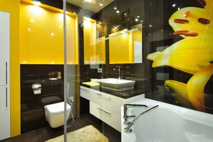 Kollane vannituba (60 fotot): kollased keraamilised plaadid vannitoa disainis ja muudes viimistlusmaterjalides 10280_36