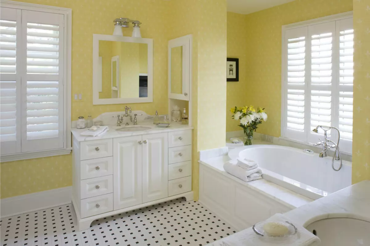 Kollane vannituba (60 fotot): kollased keraamilised plaadid vannitoa disainis ja muudes viimistlusmaterjalides 10280_4