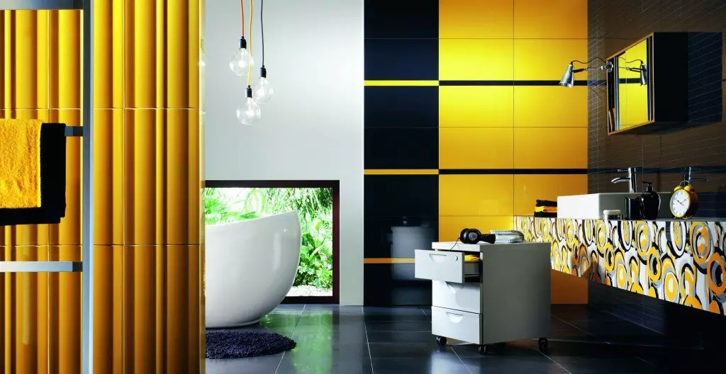 Kollane vannituba (60 fotot): kollased keraamilised plaadid vannitoa disainis ja muudes viimistlusmaterjalides 10280_40