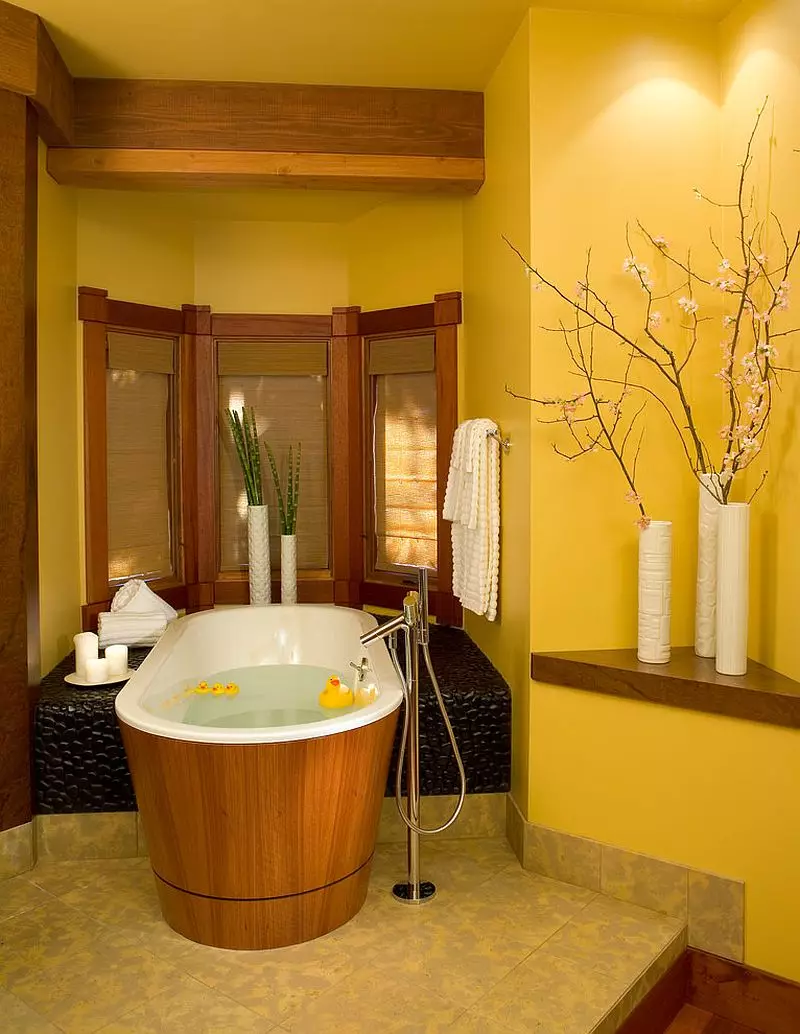 Kollane vannituba (60 fotot): kollased keraamilised plaadid vannitoa disainis ja muudes viimistlusmaterjalides 10280_42