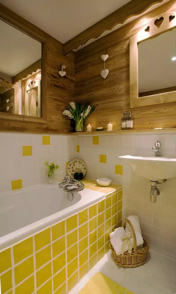 Kollane vannituba (60 fotot): kollased keraamilised plaadid vannitoa disainis ja muudes viimistlusmaterjalides 10280_43