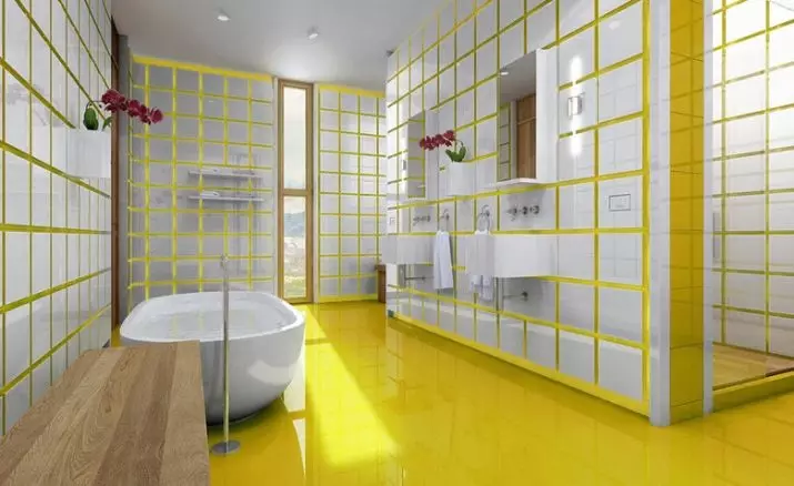 အဝါရောင်ရေချိုးခန်း (60 ဓာတ်ပုံများ): ရေချိုးခန်းဒီဇိုင်းနှင့်အခြားအပြီးသတ်ပစ္စည်းများအဝါရောင်ကြွေထည်များ 10280_5