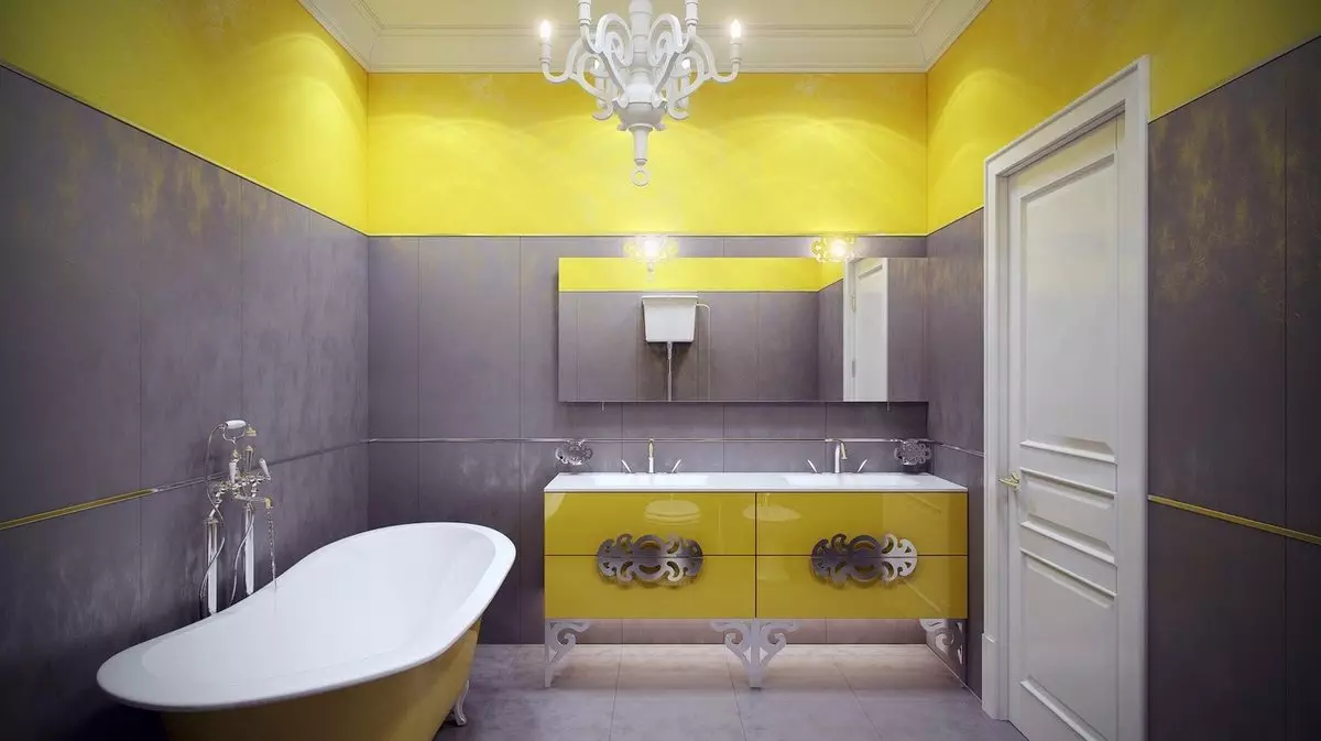 Kollane vannituba (60 fotot): kollased keraamilised plaadid vannitoa disainis ja muudes viimistlusmaterjalides 10280_6