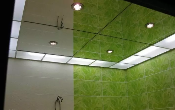プラスチック製のパネル（78枚の写真）からの浴室の天井：PVCからの天井パネルのオプション、浴室のパネル天井のデザインのアイデア 10282_28