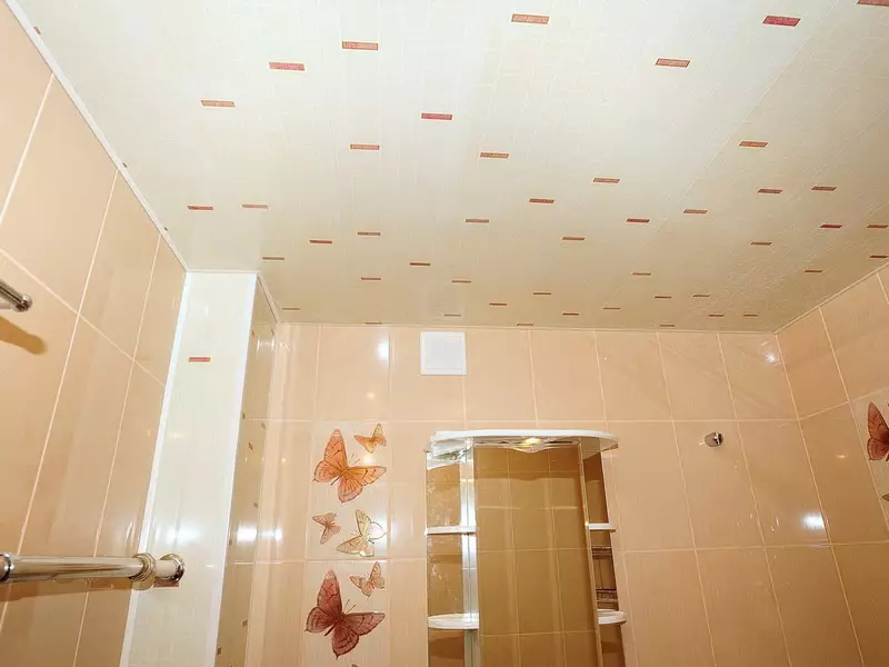 Strop v koupelně od plastových panelů (78 fotek): Možnosti pro stropní panely z PVC, Panel Stropní design nápady v koupelně 10282_3