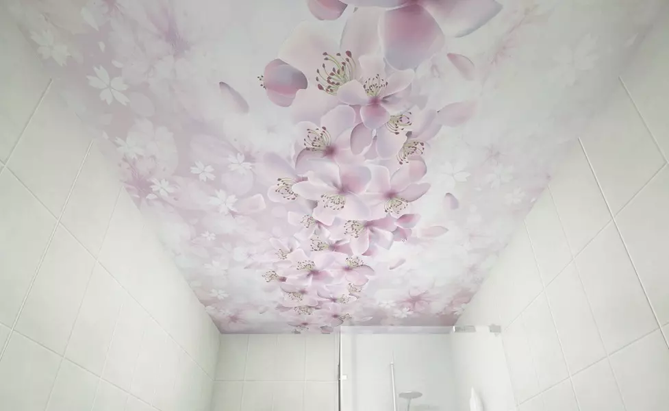 प्लास्टिक पॅनल्स (78 फोटो) पासून बाथरूममधील छत: पीव्हीसीमधील सीलिंग पॅनेलसाठी पर्याय, बाथरूममधील पॅनेल मर्यादा डिझाइन कल्पना 10282_57