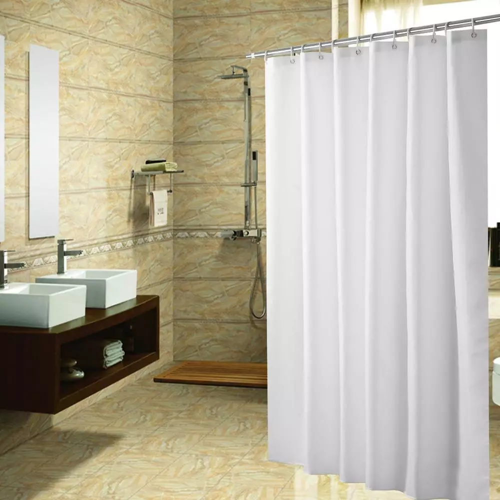 Záclony pro sprchu: tkaniny závěsy a jiné modely pro sprchu. Jak je vyzvednout? 10296_24