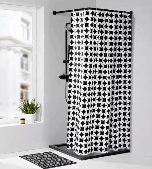 Záclony pro sprchu: tkaniny závěsy a jiné modely pro sprchu. Jak je vyzvednout? 10296_8