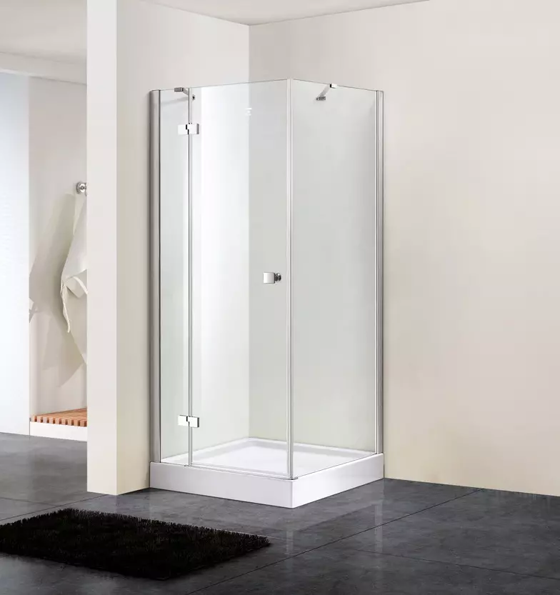 Fyrkantig duschkabin: 80x80, 90x90, 100x100 cm och andra storlekar, låga pallstugor, främre ingång, tak och annat 10320_13