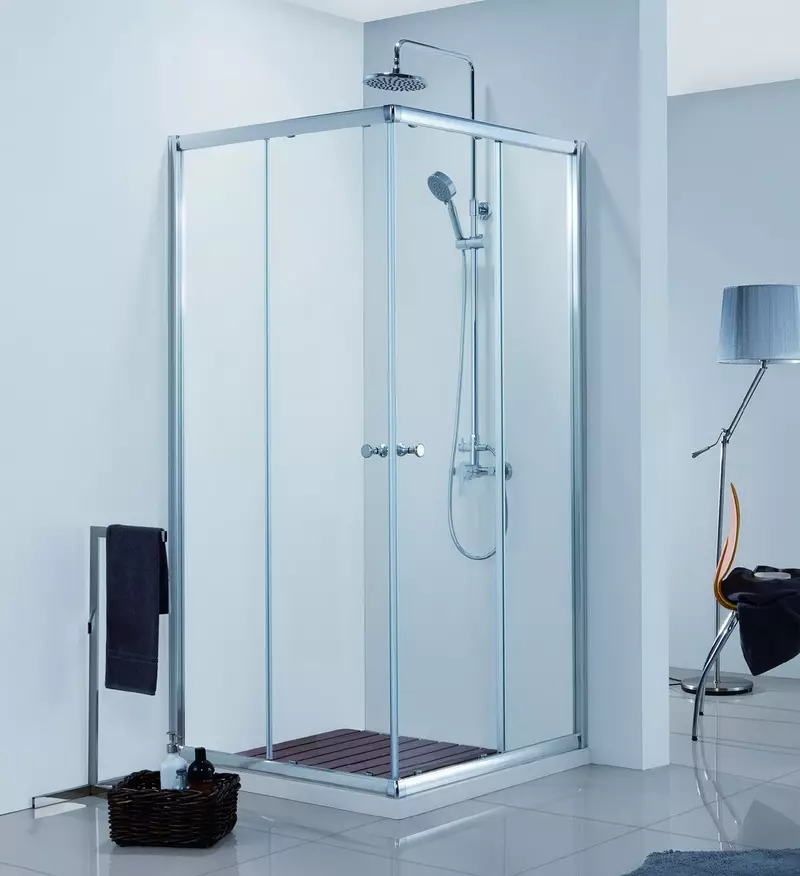 Fyrkantig duschkabin: 80x80, 90x90, 100x100 cm och andra storlekar, låga pallstugor, främre ingång, tak och annat 10320_15