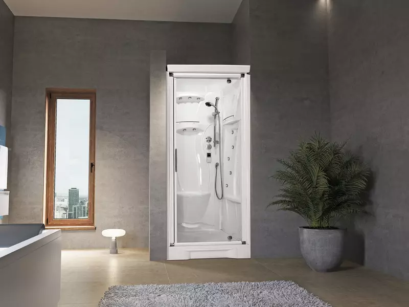 Fyrkantig duschkabin: 80x80, 90x90, 100x100 cm och andra storlekar, låga pallstugor, främre ingång, tak och annat 10320_63