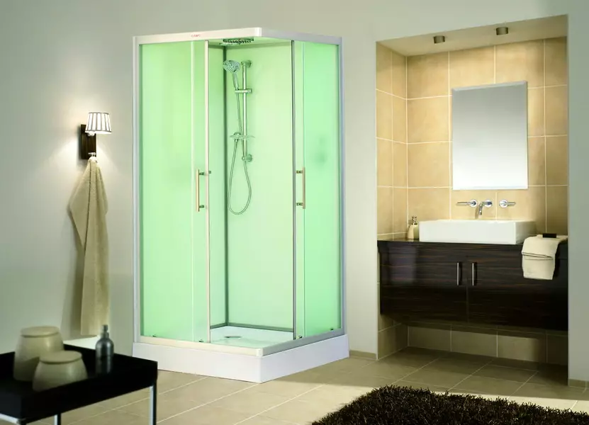 Fyrkantig duschkabin: 80x80, 90x90, 100x100 cm och andra storlekar, låga pallstugor, främre ingång, tak och annat 10320_68