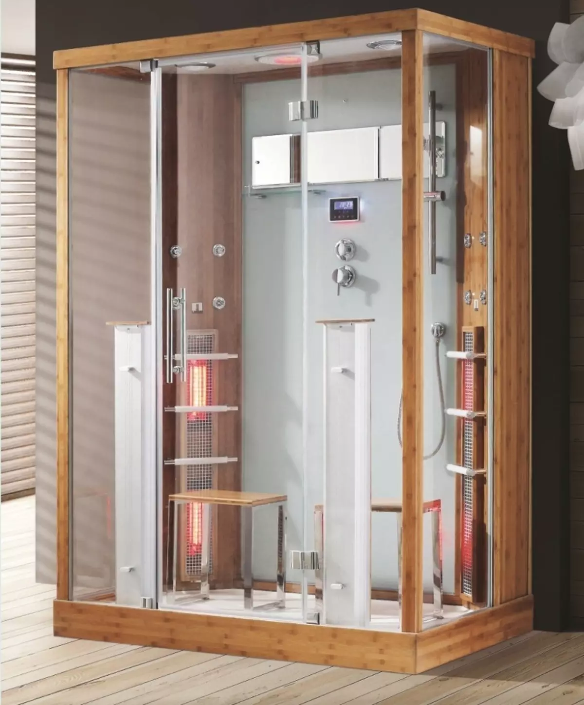 Cabina de dutxa amb generador de vapor: models amb bany de vapor turc i bany, amb sauna Hamam i finlandesa, altres opcions. Referentacions 10322_22