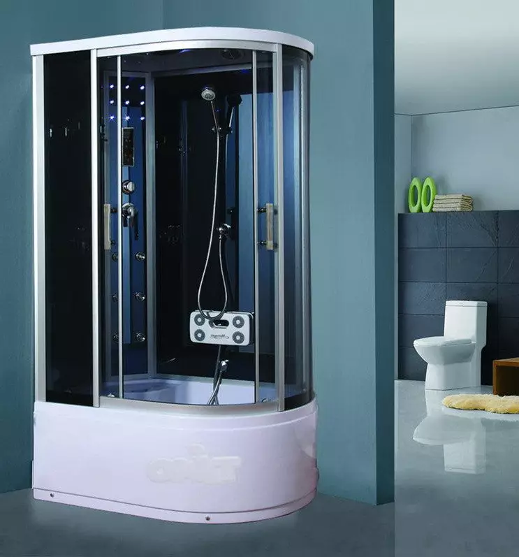Kabin mandi dengan generator uap: model dengan mandi uap Turki dan kamar mandi, dengan sauna Hamam dan Finlandia, pilihan lain. Ulasan 10322_26