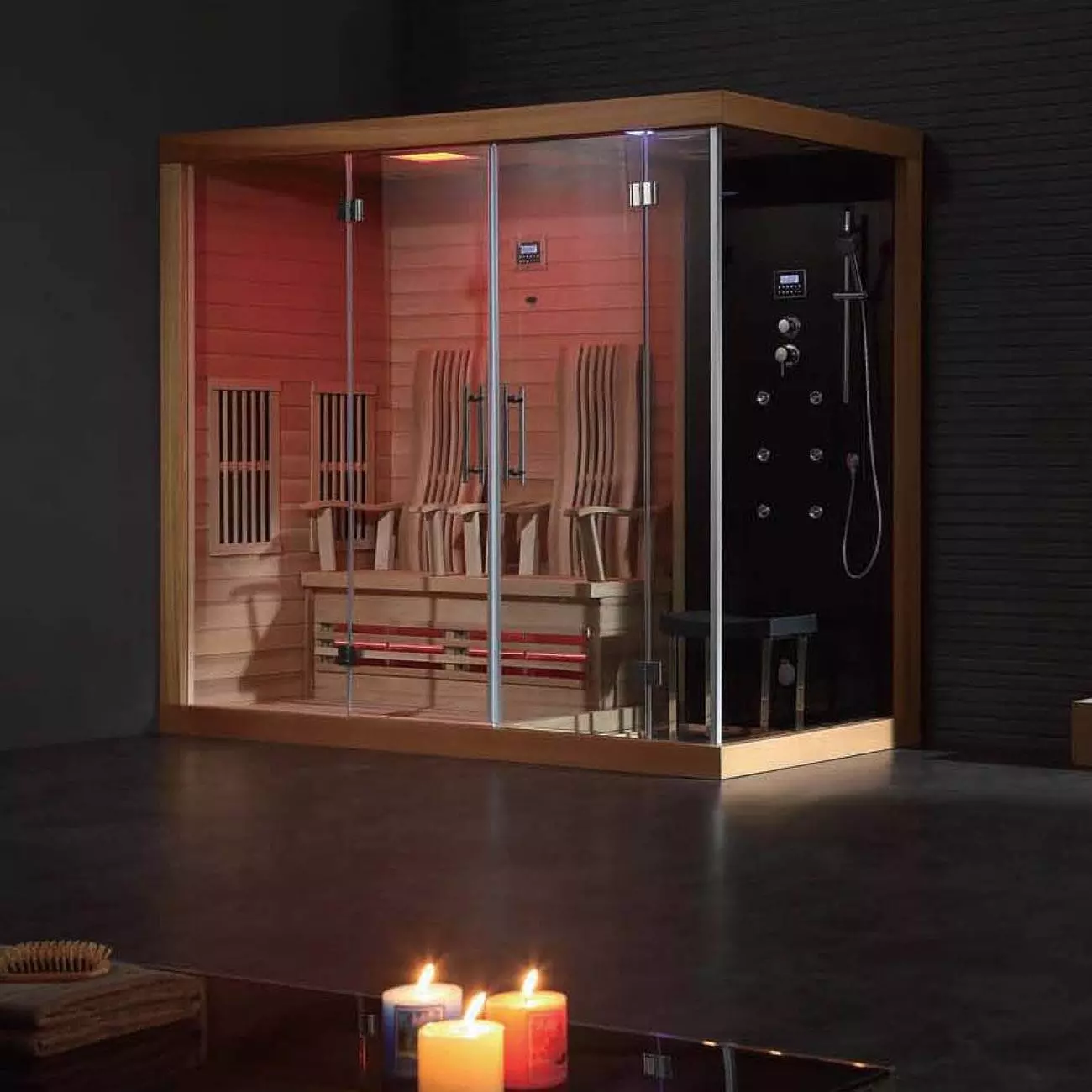 Pembles Puncak sareng Sauna: Modél sareng Paril Finlandia pikeun apartemen sareng saada infrarged di kamar mandi, anu sanés 10323_13