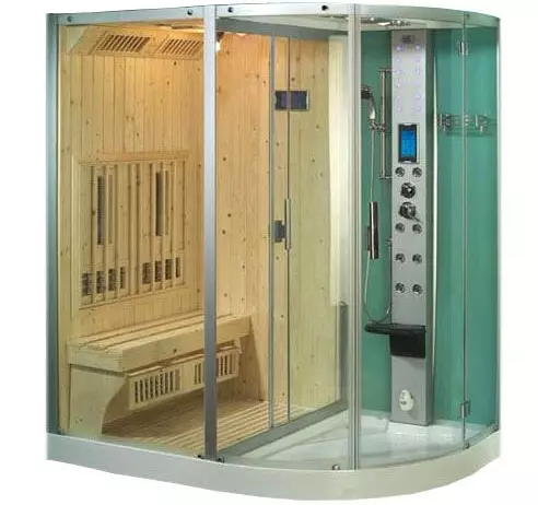 Shower Babige ne Sauna: Models neine Finnish Paril yeparara uye ine infrared sauna mu yekugezera, vamwe 10323_15