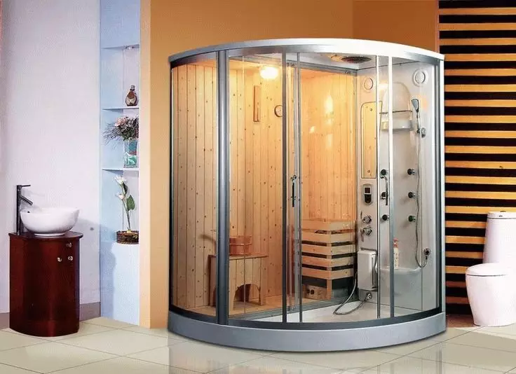 Shower Babige ne Sauna: Models neine Finnish Paril yeparara uye ine infrared sauna mu yekugezera, vamwe 10323_3