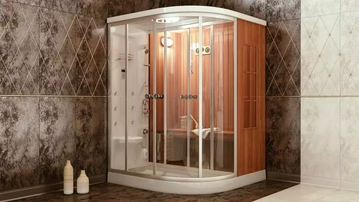 Shower Babige ne Sauna: Models neine Finnish Paril yeparara uye ine infrared sauna mu yekugezera, vamwe 10323_41