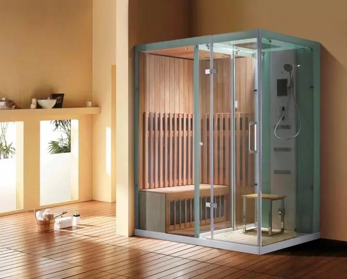 Pembles Puncak sareng Sauna: Modél sareng Paril Finlandia pikeun apartemen sareng saada infrarged di kamar mandi, anu sanés 10323_48