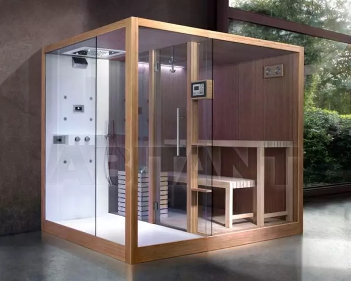 Shower Babige ne Sauna: Models neine Finnish Paril yeparara uye ine infrared sauna mu yekugezera, vamwe 10323_52