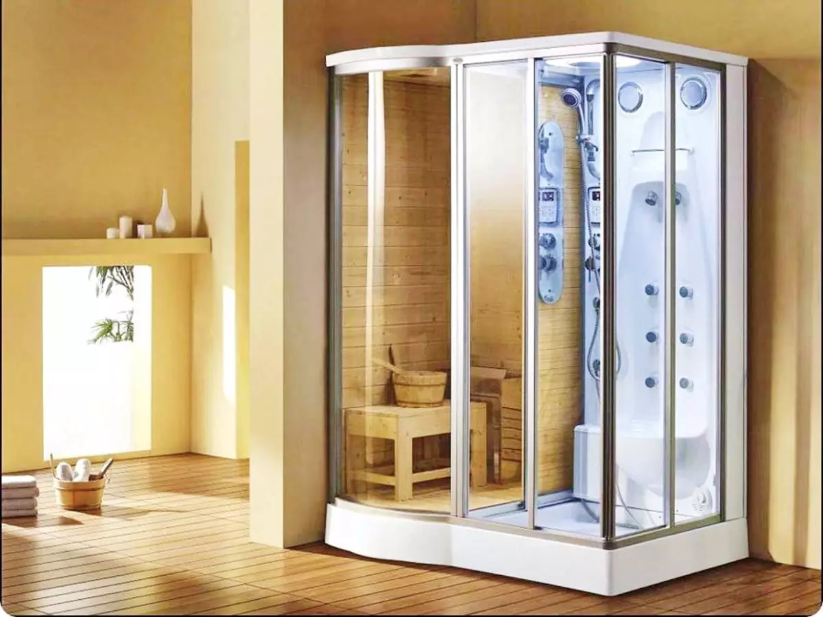 Duschkabinen mit Sauna: Modelle mit einer finnischen Paril für Apartments und mit einer Infrarot-Sauna im Bad, andere 10323_56