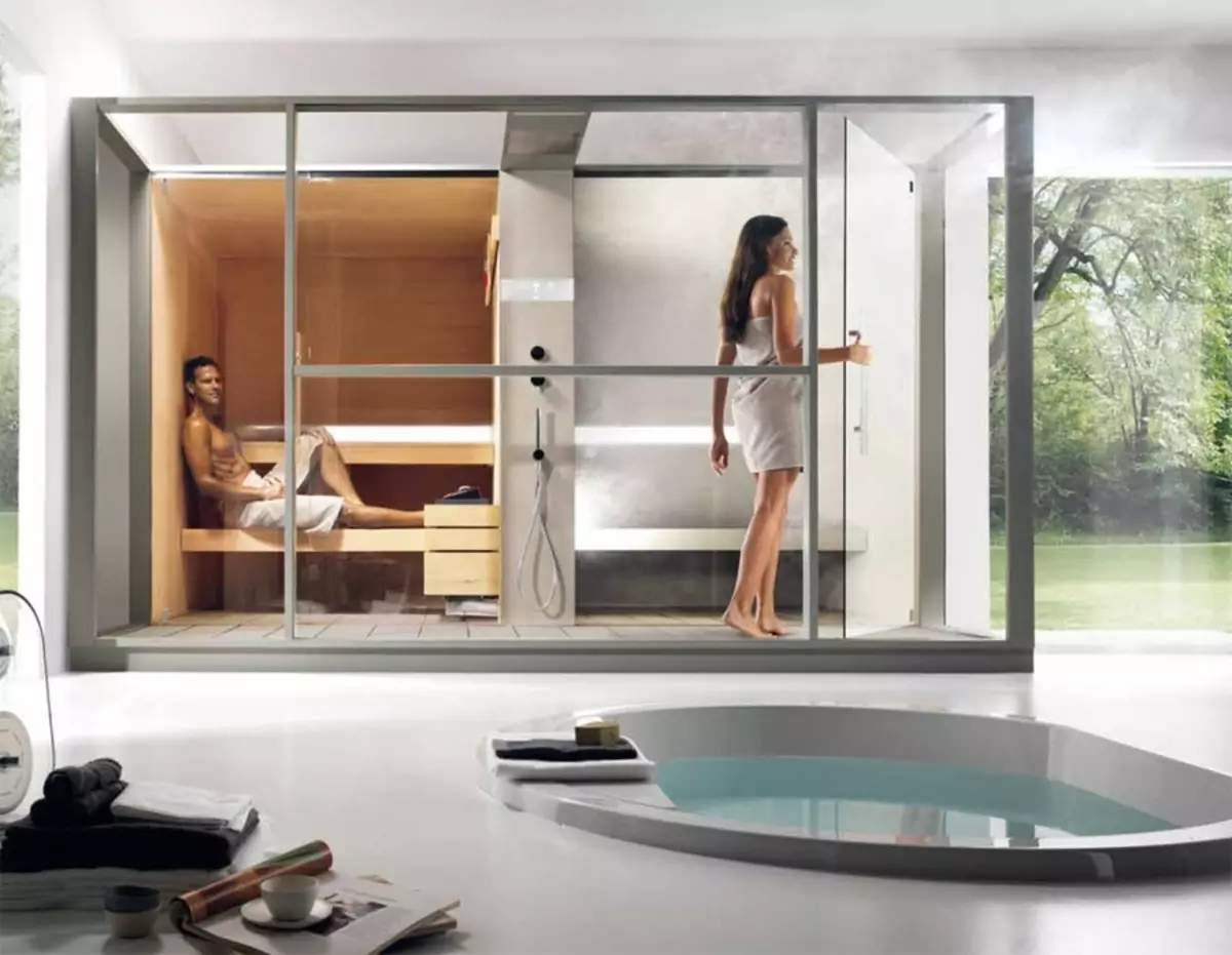 Duschkabinen mit Sauna: Modelle mit einer finnischen Paril für Apartments und mit einer Infrarot-Sauna im Bad, andere 10323_57