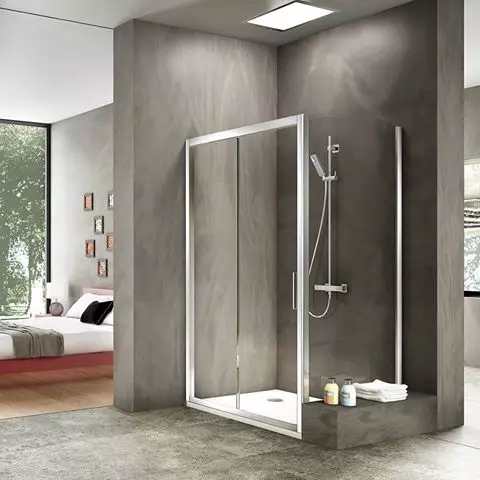 Cabin shower persegi panjang: Dimensi 70x100 dan 110x80, 120x80 dan 120x90, 70x90 dan model lain, sempit dan lebar dengan palet 10326_19