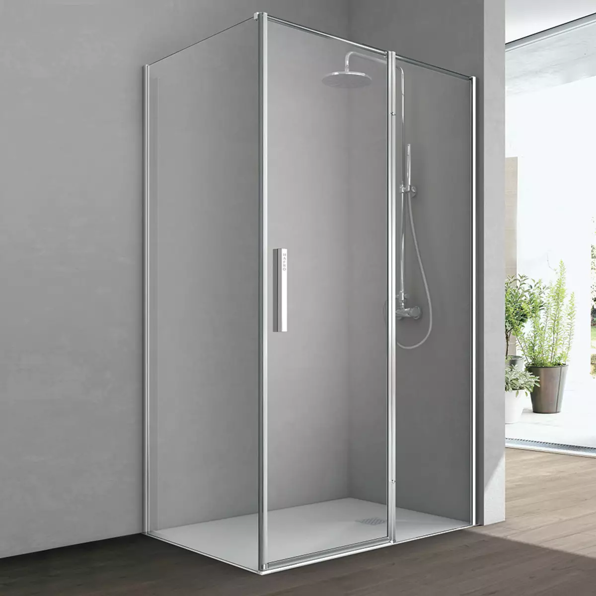 Cabines de douche avec porte battante: modèles carrés 80x80, 90x90 et 100x100 cm, cabines de douche rectangulaire et pentagonales avec une porte battante 10330_25