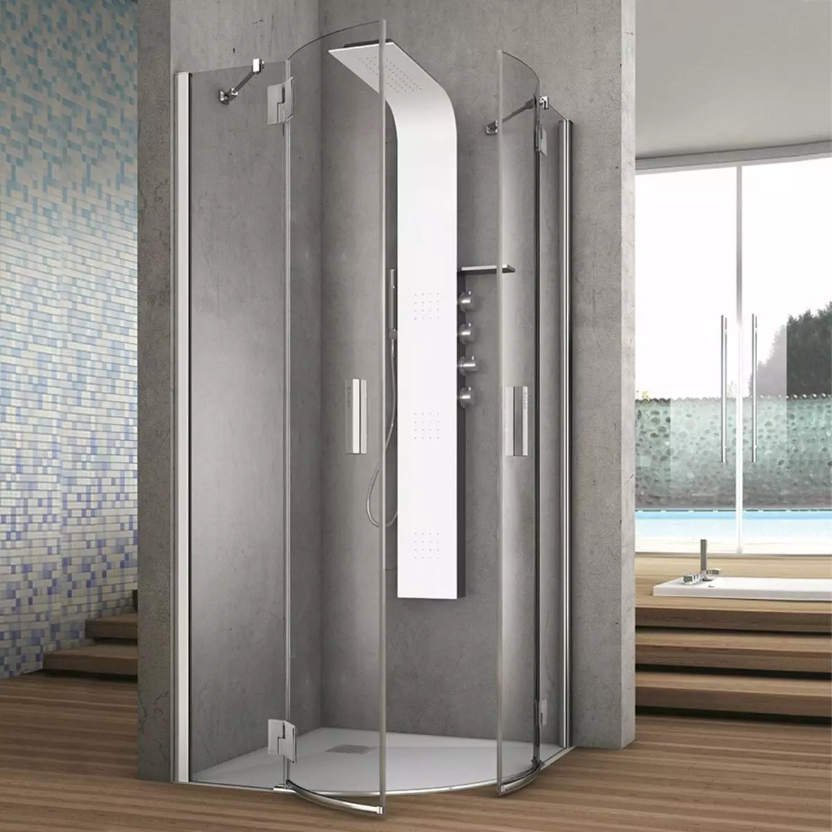 Cabines de douche avec porte battante: modèles carrés 80x80, 90x90 et 100x100 cm, cabines de douche rectangulaire et pentagonales avec une porte battante 10330_33