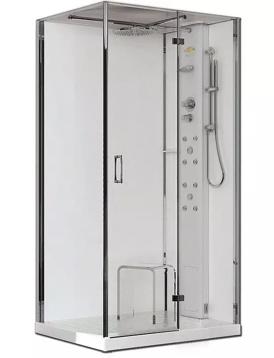 Cabine de duș cu ușa swing: modele pătrate 80x80, 90x90 și 100x100 cm, cabine de duș dreptunghiulare și pentagonale cu o ușă de leagăn 10330_40