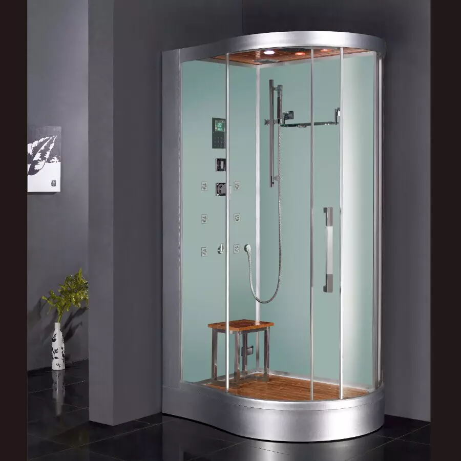 Sklenené sprchové kabíny (87 fotografií): Typy skla. Modely s paletou, uhlovým a štvorcovým 90x90 cm so sklenenými stenami, inými 10333_17