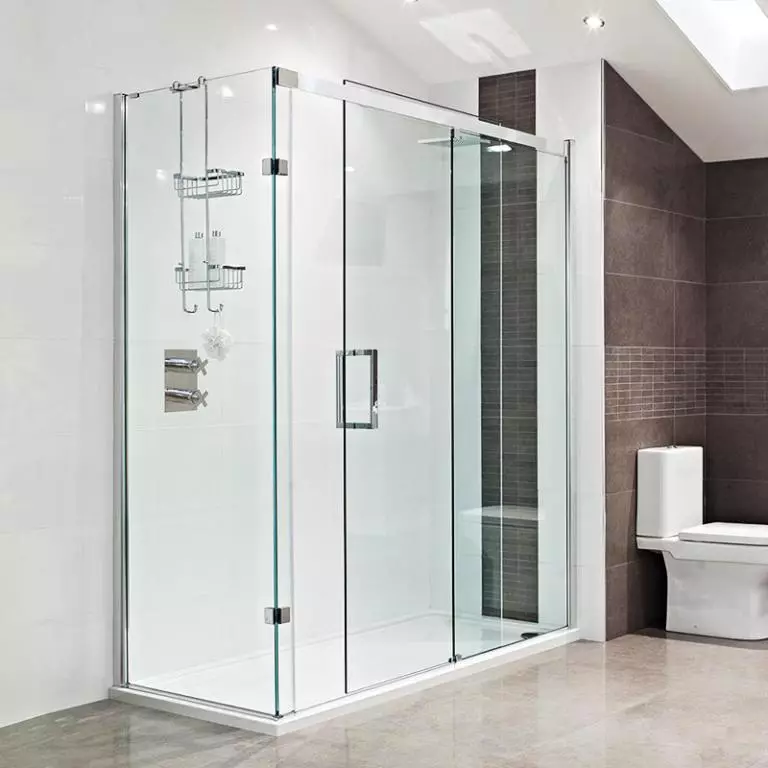 玻璃淋浴舱（87张照片）：玻璃类型。带托盘，角度和方形90x90厘米的型号，玻璃墙，其他 10333_23