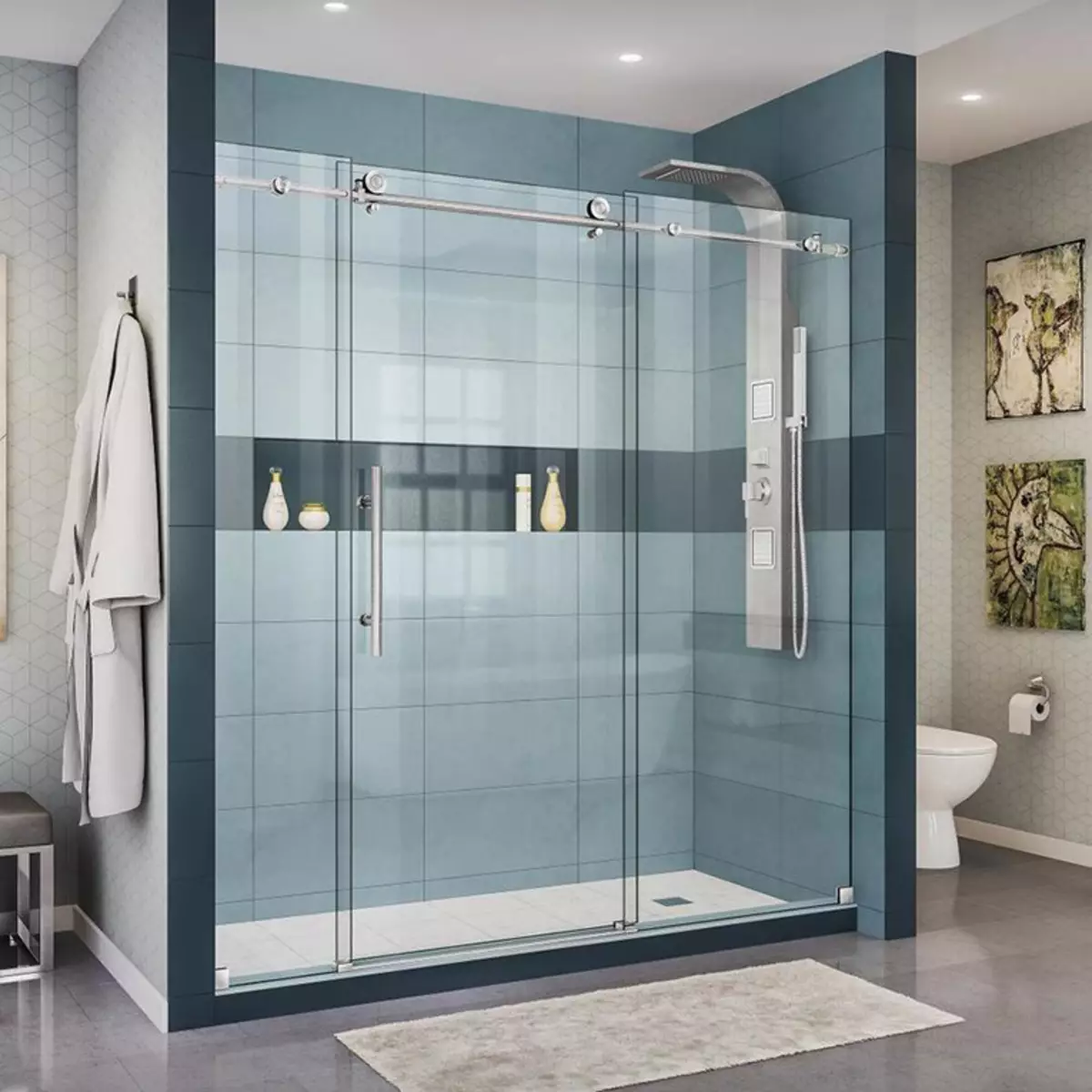 玻璃淋浴舱（87张照片）：玻璃类型。带托盘，角度和方形90x90厘米的型号，玻璃墙，其他 10333_3