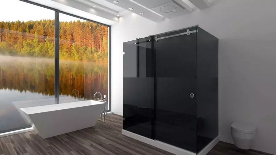 玻璃淋浴舱（87张照片）：玻璃类型。带托盘，角度和方形90x90厘米的型号，玻璃墙，其他 10333_35