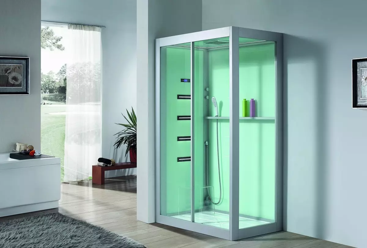 玻璃淋浴舱（87张照片）：玻璃类型。带托盘，角度和方形90x90厘米的型号，玻璃墙，其他 10333_64