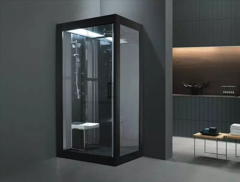 Kabiny prysznicowe szklane (87 zdjęć): typy szklane. Modele z paletą, kątową i kwadratową 90x90 cm ze szklanymi ścianami, inne 10333_65
