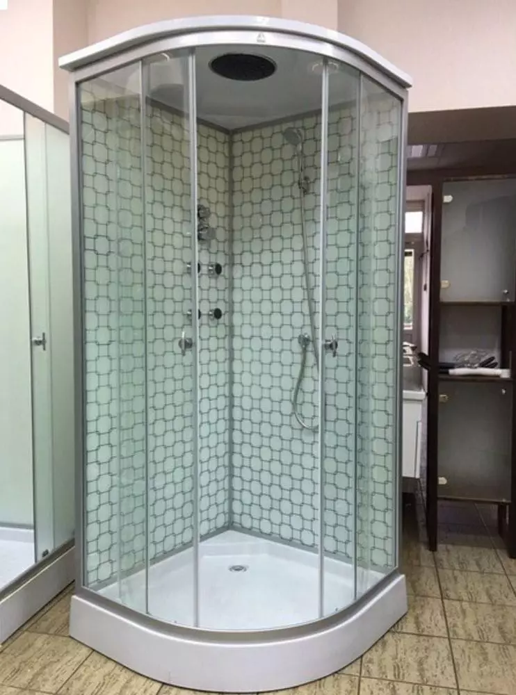 Cabinas abiertas de ducha: sin techo y paleta baja de 90x90 cm, modelos angulares, tamaños 100x100 y 120x80 cm, otros modelos para el baño 10334_14
