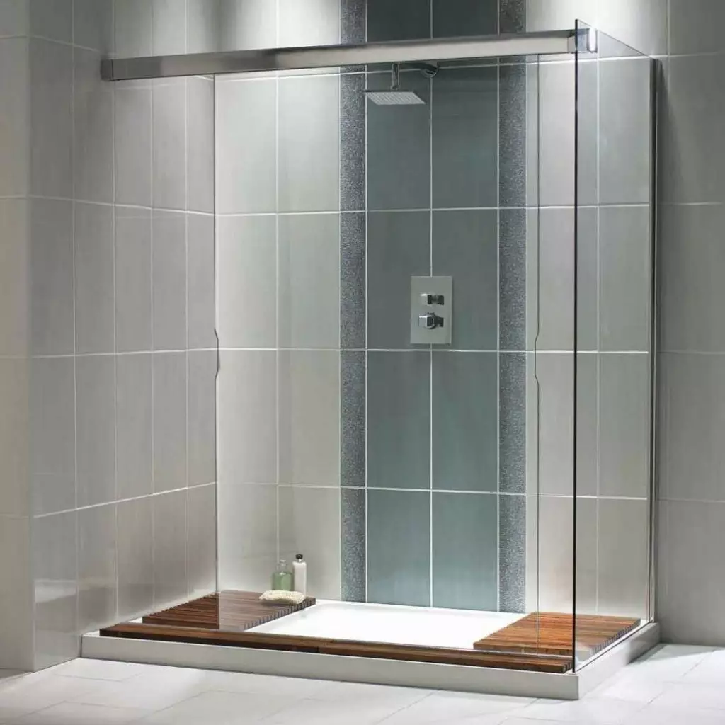 Cabinas abiertas de ducha: sin techo y paleta baja de 90x90 cm, modelos angulares, tamaños 100x100 y 120x80 cm, otros modelos para el baño 10334_30