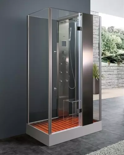 Cabinas abiertas de ducha: sin techo y paleta baja de 90x90 cm, modelos angulares, tamaños 100x100 y 120x80 cm, otros modelos para el baño 10334_34