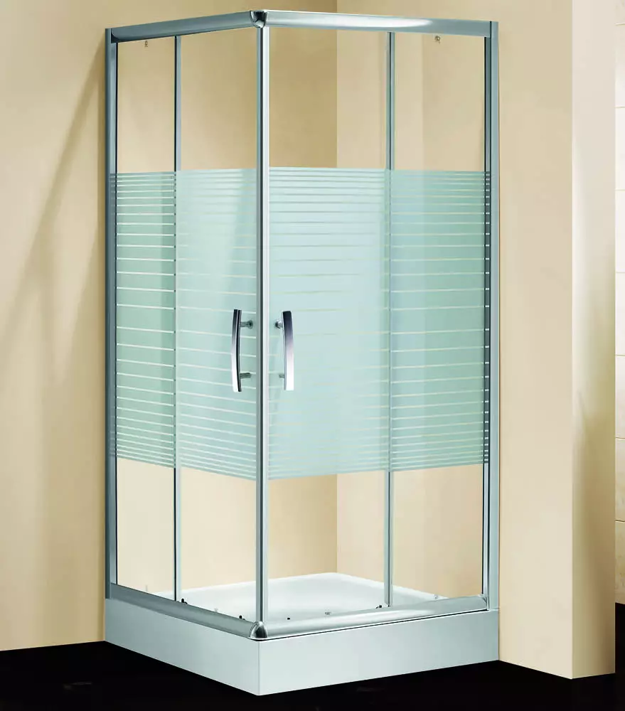 Cabinas abiertas de ducha: sin techo y paleta baja de 90x90 cm, modelos angulares, tamaños 100x100 y 120x80 cm, otros modelos para el baño 10334_37